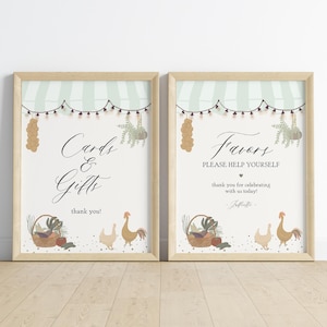 Green Farmers Market-kaarten & geschenken en gunsten bordsjabloon, lokaal geteelde babyshower vers van de markt bruids douche verjaardag WP1043