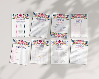 Fiesta baby shower games bundle, baby shower games template, Mexican shower games