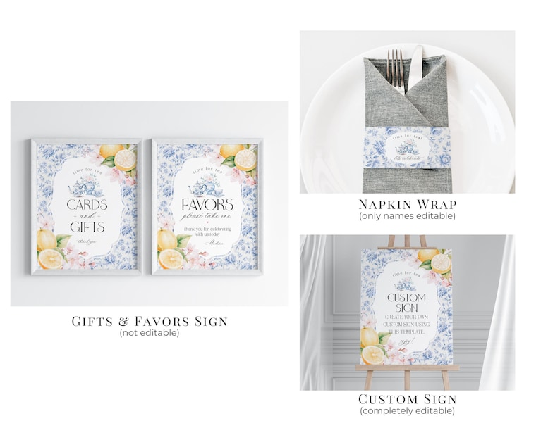 Blue Chinoiserie Tea Bridal Shower Printable Bundle, High Tea Party for Bridesmaids Bridal Tea, Willow Toile English Garden Party WP1001 image 7