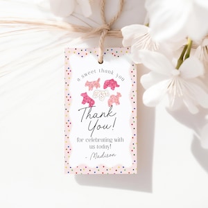 Modèle d'étiquettes de faveur d'anniversaire biscuits animaux givrés, animaux de la fête d'appel, fête douce animaux de cirque rétro arc-en-ciel arrose WP1015