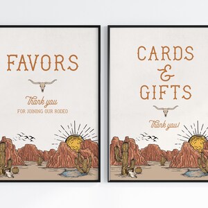 Wild West Cards and Gifts Sign and Favors Sign Instant Download, Birthday or Baby Shower for boy, western Baby Shower, rodeo birthday