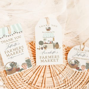 Green Farmers Market Favor Tags Template, Locally Grown Baby Shower, Fresh Off The Market Bridal Shower, Farm Fresh Birthday Party WP1043