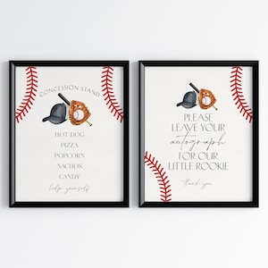 Baseball Concession Stand and Autograph My Baseball Sign, Little Rookie Theme Boy Birthday Party Little Slugger Baby Shower Grand Slam