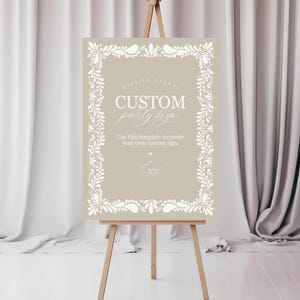 Beige Talavera Custom Sign Printable Party Decor, Neutral Spanish Tile Wedding Decor, Mexican Baby Shower Fiesta, Bridal Shower Decor WP1020