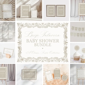 Beige Talavera Baby Shower Printable Bundle, Spanish Tile Mexican Baby Shower Fiesta Gender Neutral Cielito Lindo Baby Sprinkle WP1020