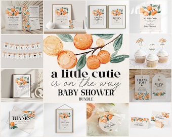 Little Cutie is on the way Baby Shower Bundle Printable, cutie baby Shower Invitation Bundle, summer baby shower, cutie baby shower WP1068