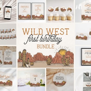 Wild West First Rodeo Birthday Party Bundle Printable, instant download cowboy invitation birthday for boy southwestern how the west was one