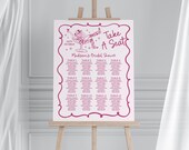 Cowgirl Seating Chart Poster Template, Western Wedding and Bridal Shower, Nashville Birthday Decor, Pink Cocktails Cowgirls WP1040