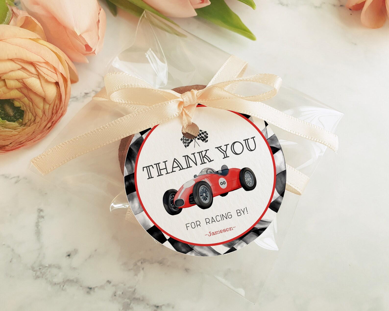Red Race Car Baby Shower or Birthday Circle Favor Tags Printable ...