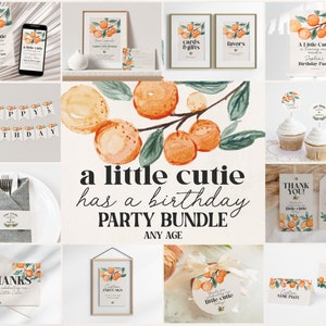 Little Cutie Birthday Bundle Template, citrus birthday, cutie birthday party for spring or summer, orange birthday party for girl WP1068
