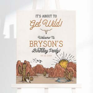 Wild West Birthday Party Welcome Sign Instant Download, little cowboy welcome rodeo birthday for boy, southwestern birthday template