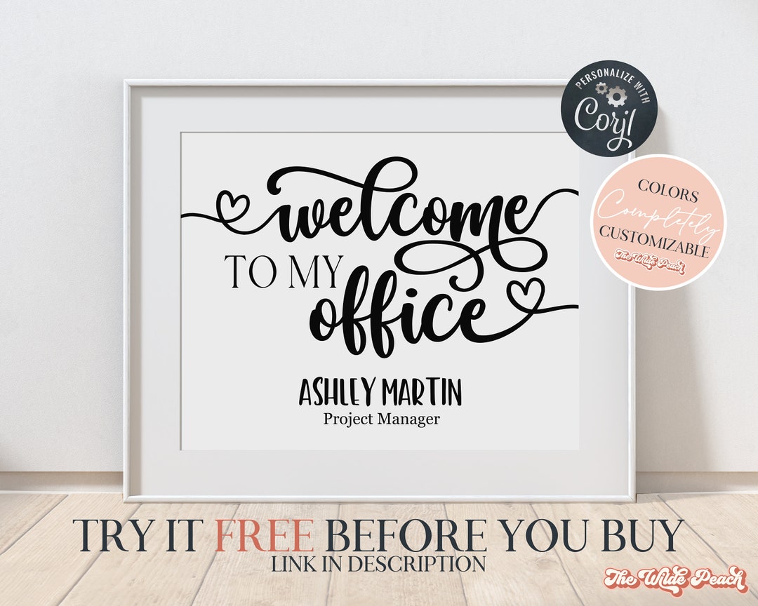 Welcome to My Office Printable, Feminine Office Wall Decor for Women