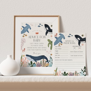 Conseils sous la mer pour modèle imprimable de cartes de bébé, décoration de fête océan nautique garçon baby shower, saupoudrer de bébé Sea Life neutre entre les sexes