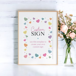 Décoration de fête imprimable, signe personnalisé pastel petite chérie, baby shower de février hiver, fête d'anniversaire de la Saint-Valentin pour fille
