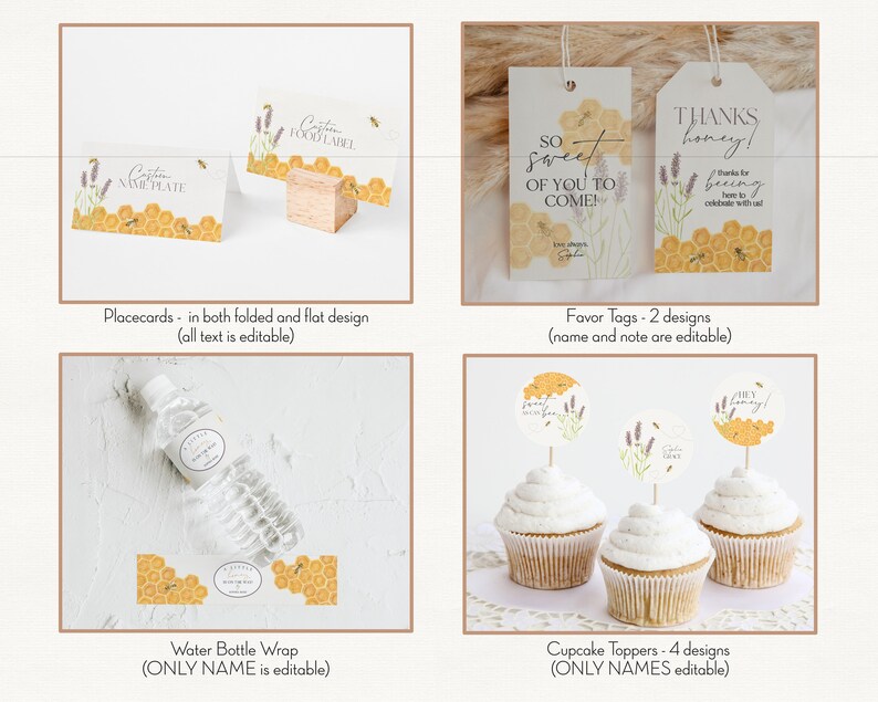 Honey Bee Bridal Shower Bundle Printable, Engagement Shower, wedding shower invites Template, Editable Template, Bridal Shower Games, WP3041 image 6