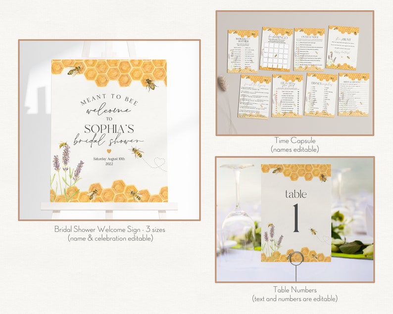 Honey Bee Bridal Shower Bundle Printable, Engagement Shower, wedding shower invites Template, Editable Template, Bridal Shower Games, WP3041 image 7