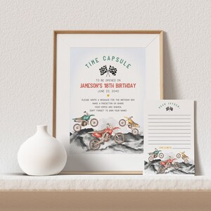 Dirt Bike Time Capsule druckbare Vorlage, Rennen über Geburtstagsjunge, der aufwächst ZWEI schnelle Off-Road Little Racer ist schnell EINE sofortiger Download