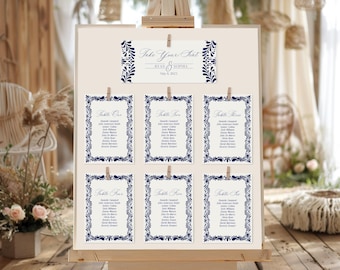 Modèle imprimable cartes de table de mariage bleu Talavera, fête du carrelage espagnol, fête de baby shower mexicaine, décoration de shower de mariage WP1018