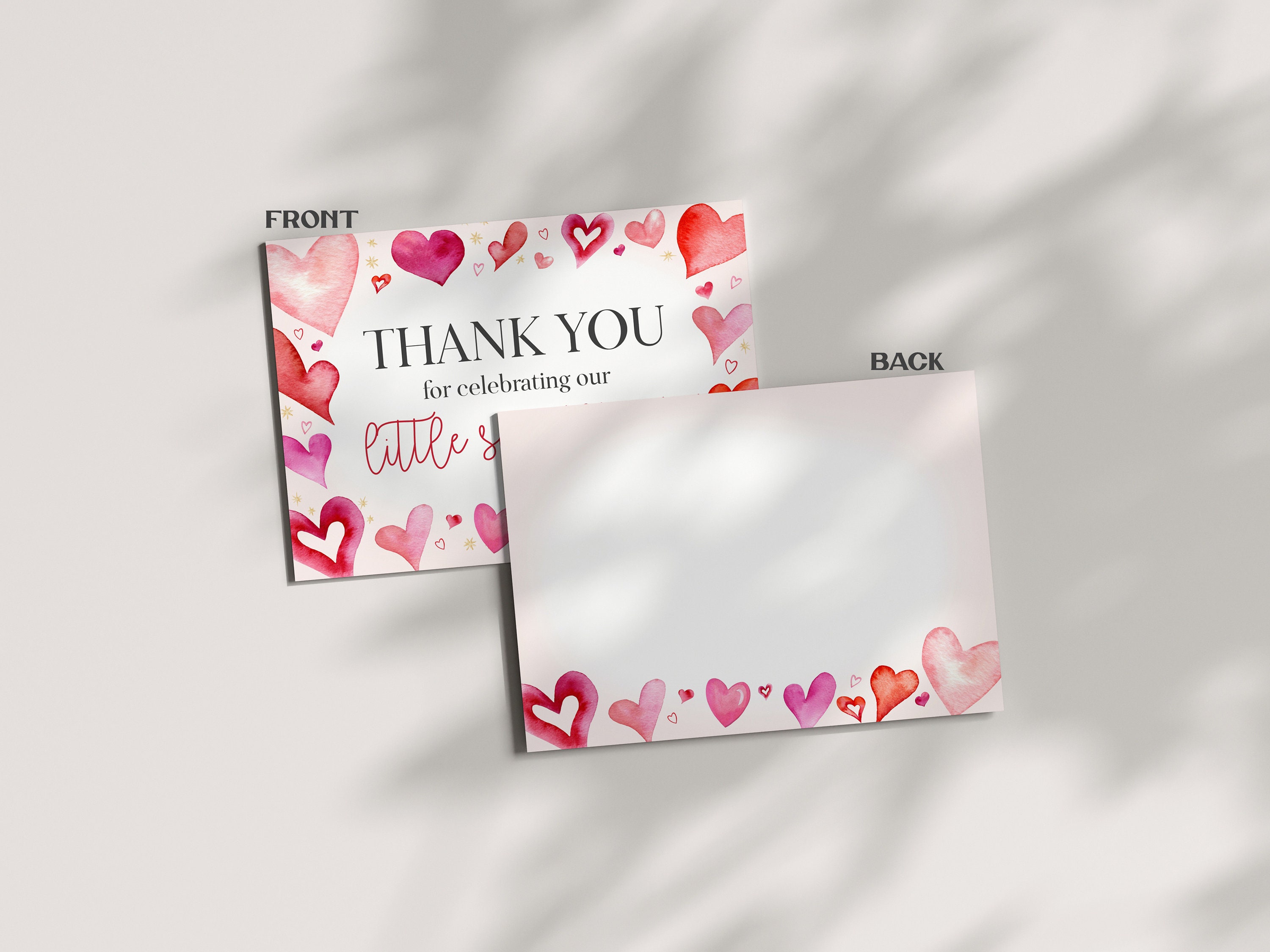 A Little Sweetheart Thank You Card Printable, Instant Download  