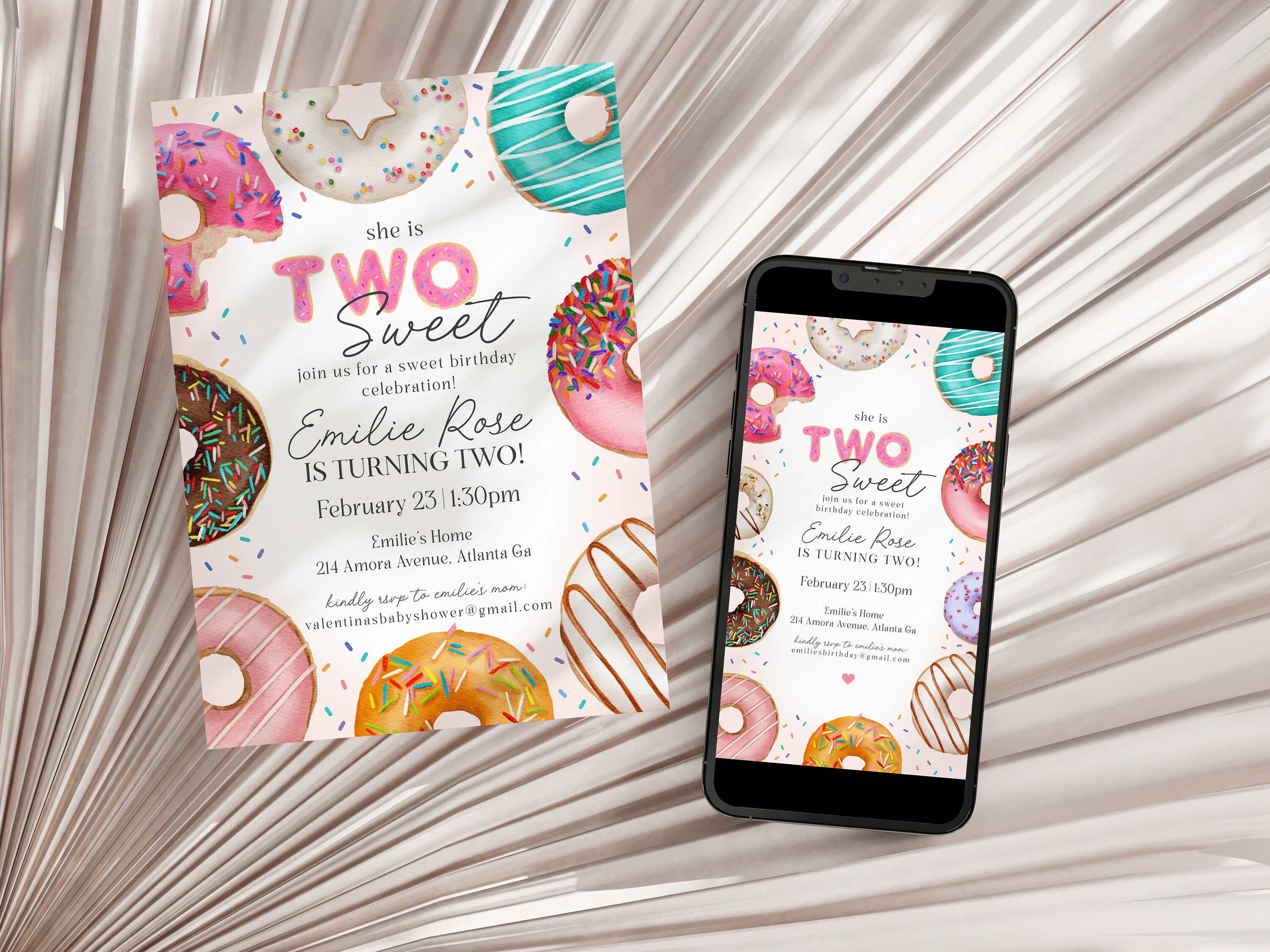 Donut 2nd Birthday Party Bundle Template, Two Sweet Donut Grow up for ...