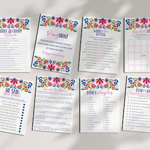 Fiesta bridal shower games bundle, bridal shower games template, Mexican bridal games, he said she said bridal trivia