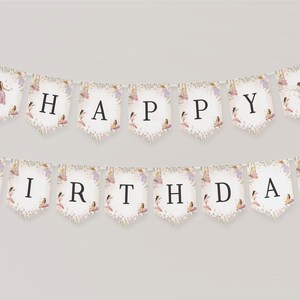 Fairy Happy Birthday Banner Printable Template, Enchanted Garden ...