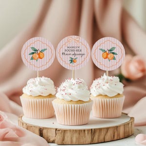 Modello per cupcake per addio al nubilato rosa, modello per brunch nuziale con spremuta principale per addio al nubilato estivo, decorazione per addio al nubilato estivo retrò WP1050