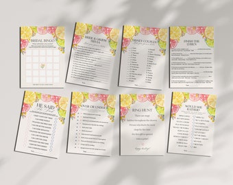 Ensemble de jeux d'agrumes floraux pour la douche nuptiale, modèle imprimable, brunch de la mariée Main Squeeze pour la douche nuptiale d'été, douche nuptiale en Floride, WP3010