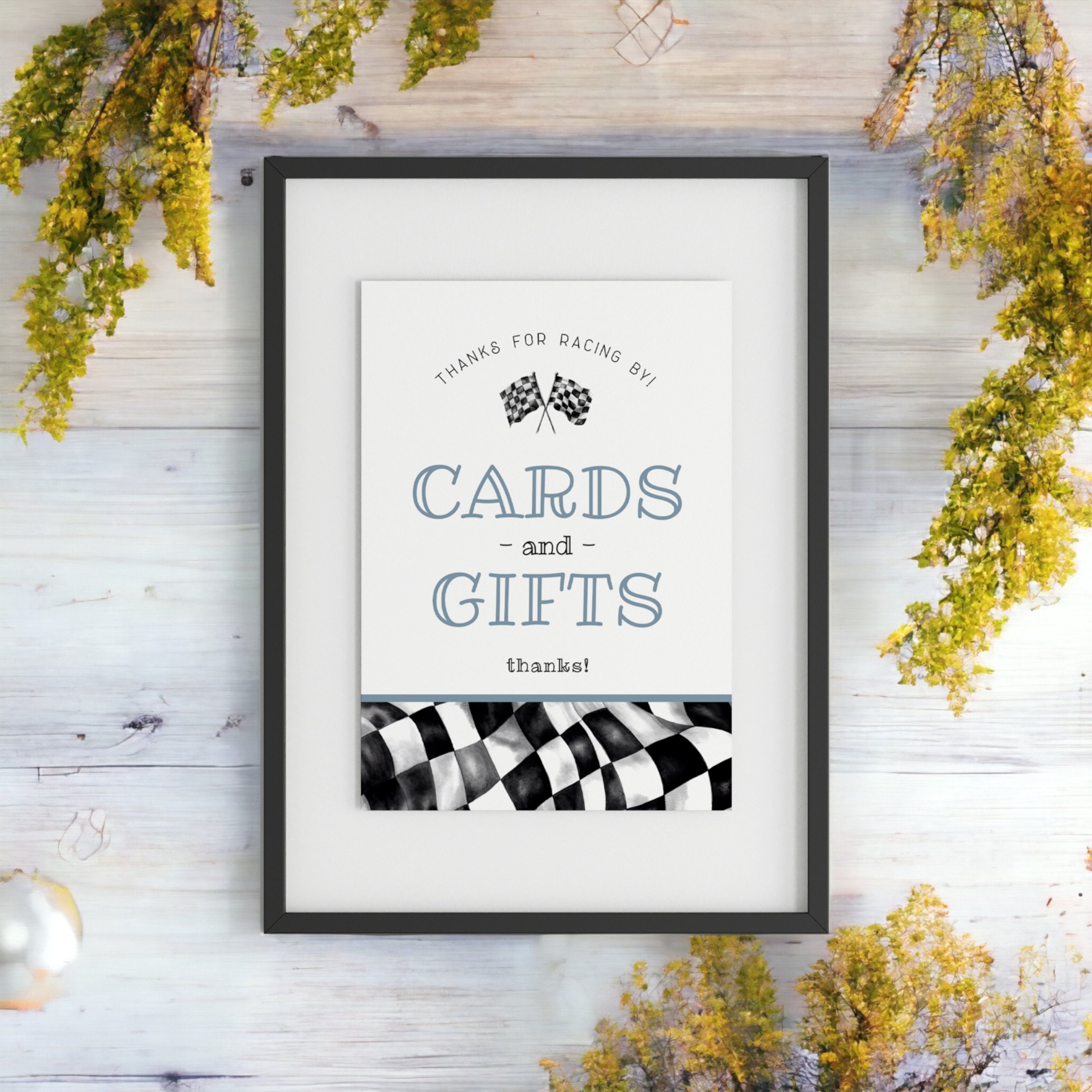 Gift Sign Racing Blue Race Car Cards and Gifts Sign and Favors Sign Instant Download ...