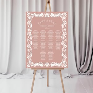 Roze talavera bruiloft zitplaatsen afdrukbare sjabloon, Spaanse tegel partij, Mexicaanse babyshower Fiesta meisje, bruids douche decor WP1017
