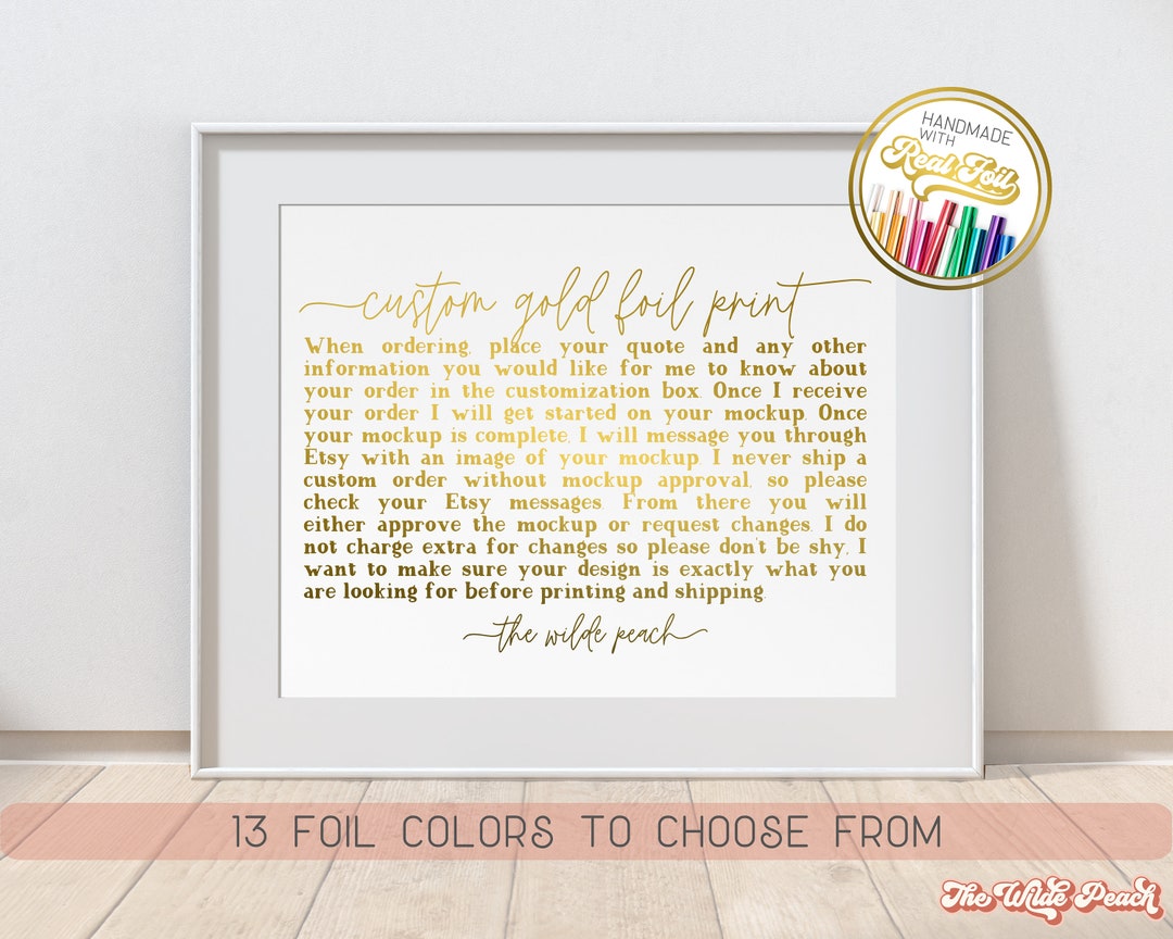 Custom Gold Foil Print, Custom Quote, Copper Foil Print, Cubicle Decor ...