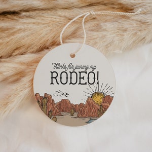 Wild West Baby Shower Circle Favor Tag Printable Template, western rodeo baby shower for boy instant download thank you tag cowboy theme