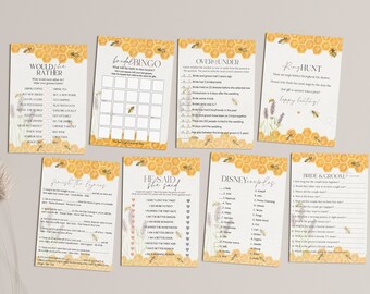 Honey bee bridal shower games, bride to bee shower, bride to bee bumble bee party games for bridal shower, he said she said bride, WP3041