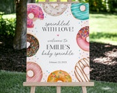 Donut Sprinkles Baby Sprinkle Welcome Sign Template, Sprinkled With Love Baby Shower for Girl, Sweet Celebration, Donuts and Diapers, WP3018