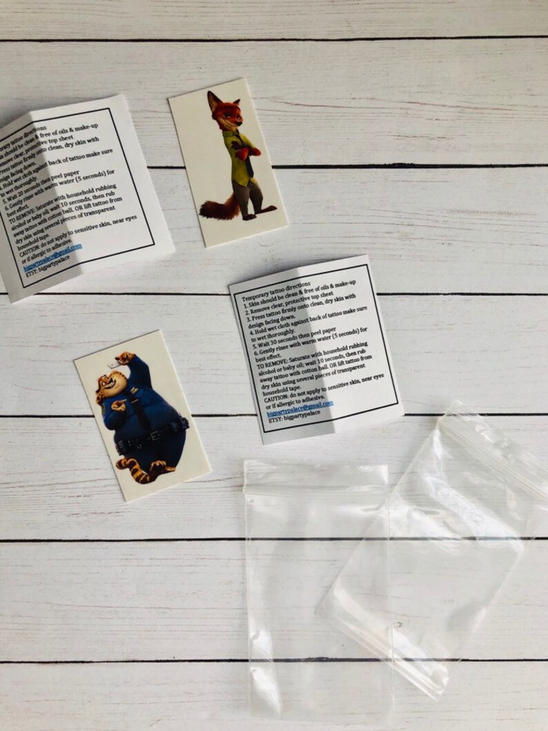 Zootopia temporary tattoo... SET OF 10 Etsy