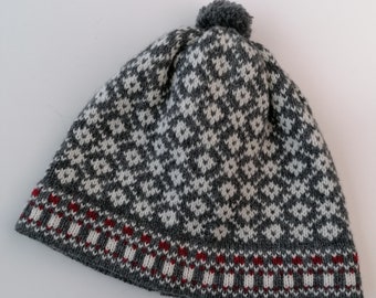 Fair Isle knitted wool hat, nice nordic style, inspired from Kihnu troi cardigans