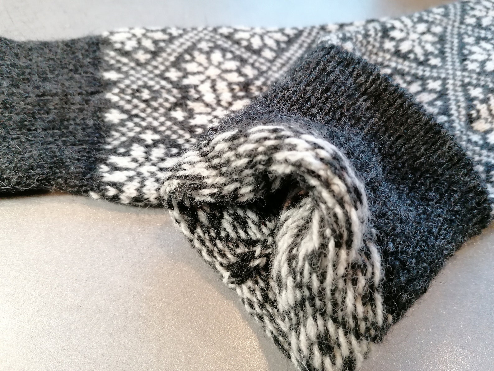 Fair Isle Leg Warmers Finely Knitted Nordic Star Pattern Black Etsy