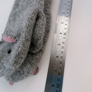 Mitaines grises en tricot avec doublure en laine, pour enfants et adultes L 20 cm / 8 inches