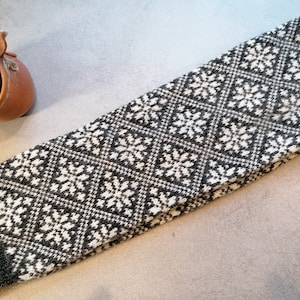Fair Isle leg warmers finely knitted nordic star pattern black and white combination, wool leg warmers for a cold winter day