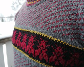 Folk Knitted Wool Sweater, Inspired From Traditional Kihnu Folk Knitted Wool Sweater, Inspired From Traditional Kihnu