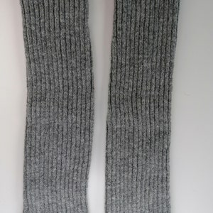 Elegant long ribbed leg warmers for comfort and style, knitted wool leg warmers for a wintertime, unisex model, warm-up garments in winter Gray