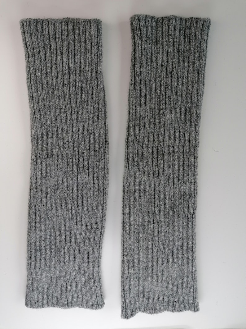 Elegant long ribbed leg warmers for comfort and style, knitted wool leg warmers for a wintertime, unisex model, warm-up garments in winter Gray