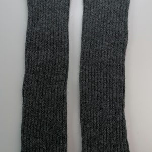 Elegant long ribbed leg warmers for comfort and style, knitted wool leg warmers for a wintertime, unisex model, warm-up garments in winter Dark grey