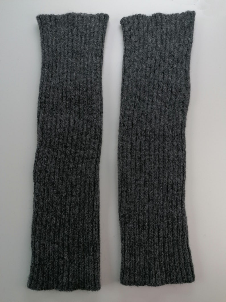 Elegant long ribbed leg warmers for comfort and style, knitted wool leg warmers for a wintertime, unisex model, warm-up garments in winter Dark grey