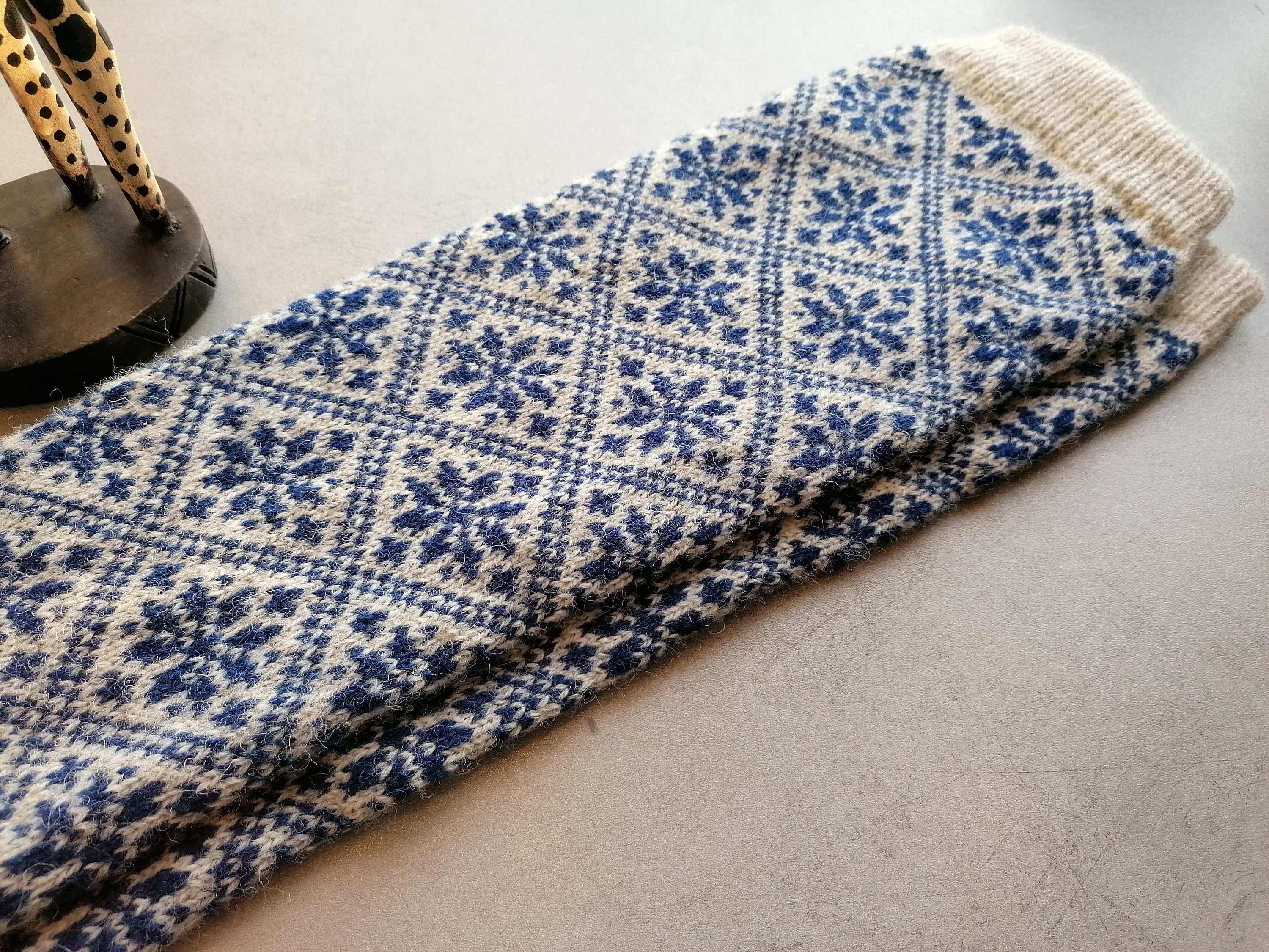Fair Isle Leg Warmers Finely Knitted Small Nordic Star Pattern Light Grey  and Blue Combination, Good for Walking. Gift for Her. -  Canada
