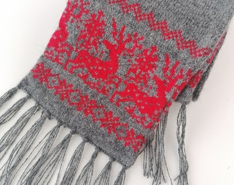 Bufanda de reno de lana: bufanda tradicional de invierno de punto Fair Isle