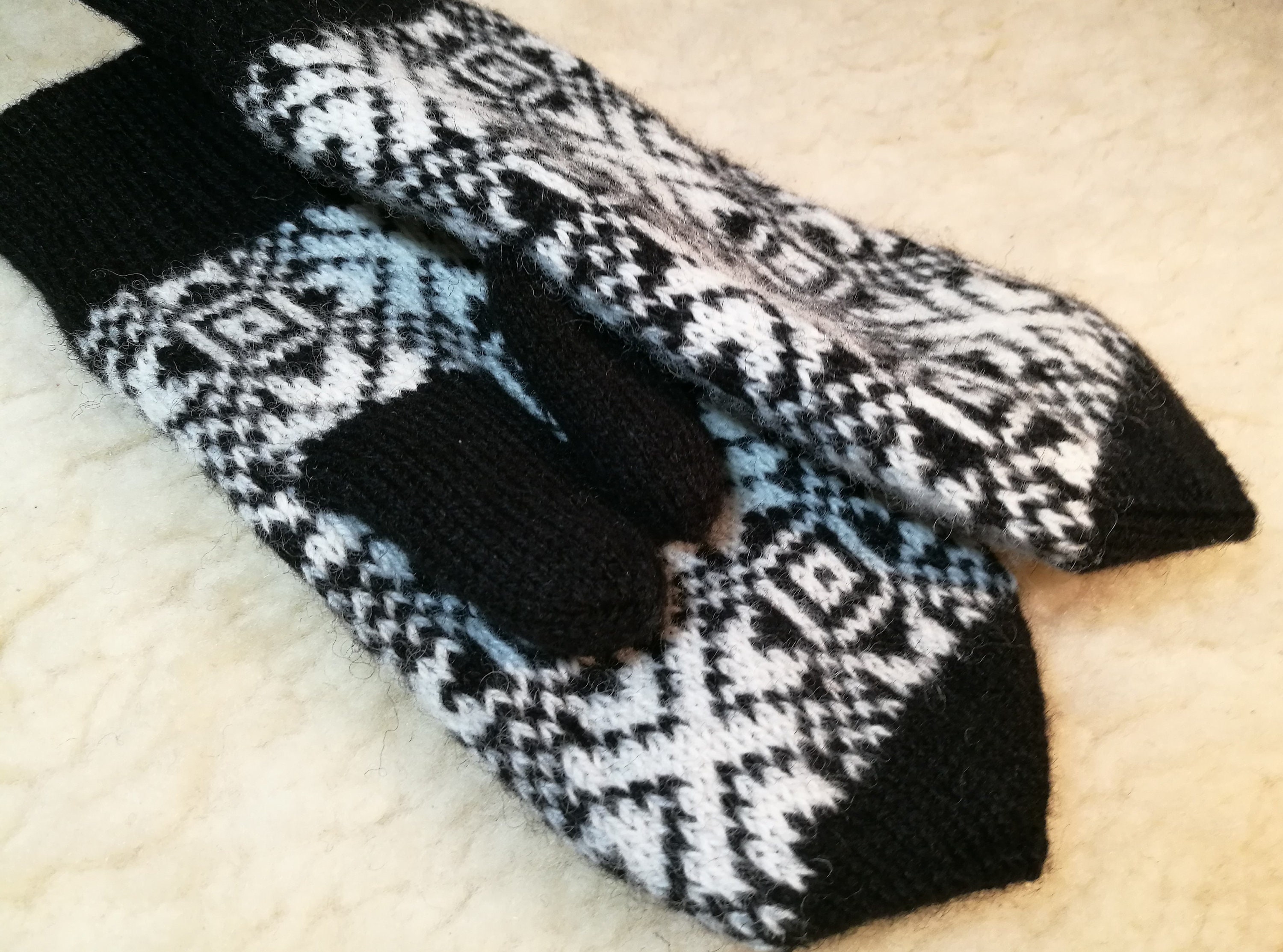 Fair Isle Knitted Wool Mittens Double Lining Traditional - Etsy