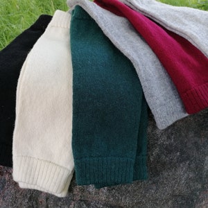 Minimalist style knitted wool leg warmers, unisex model, warm-up garments in winter