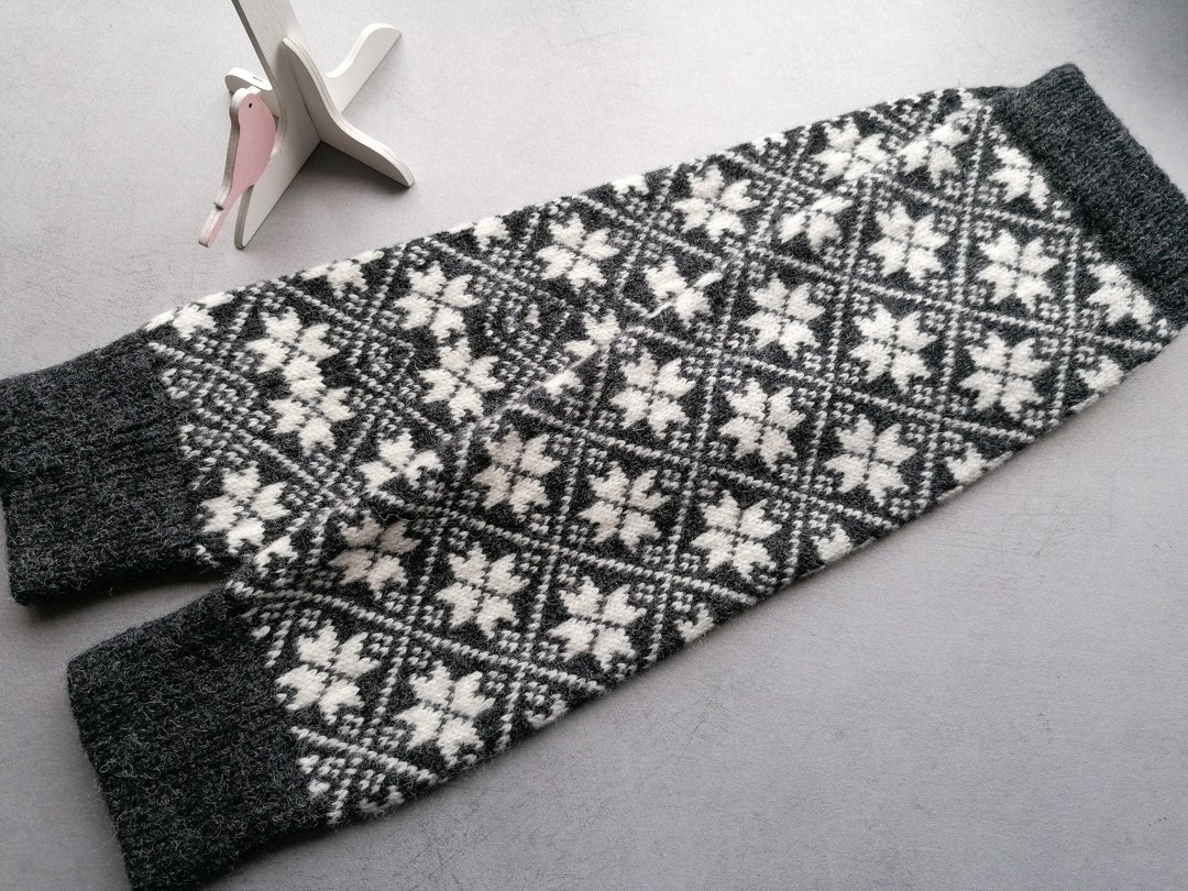 Fair Isle Leg Warmers Finely Knitted Tori Pattern Black and Etsy