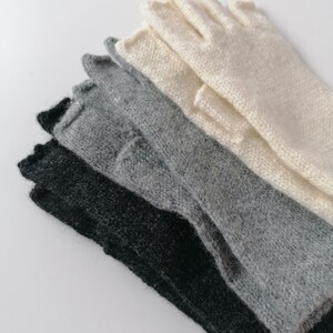 Womens Lambswool Fingerless Gloves in minimalist style, half fingers gloves image 6